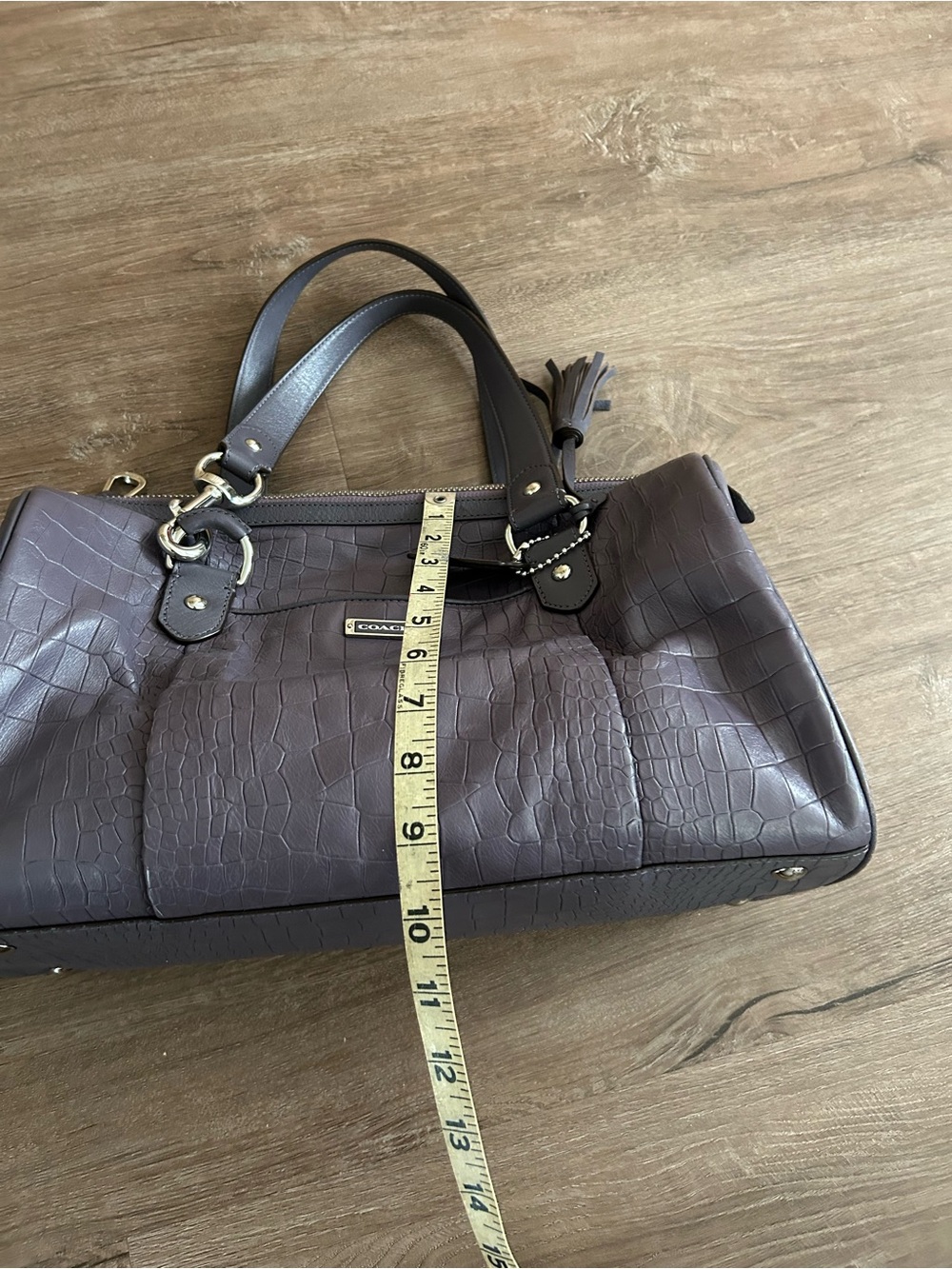 COACH EUC Brown Croc-Embossed Leather Satchel - Picture 4 of 6